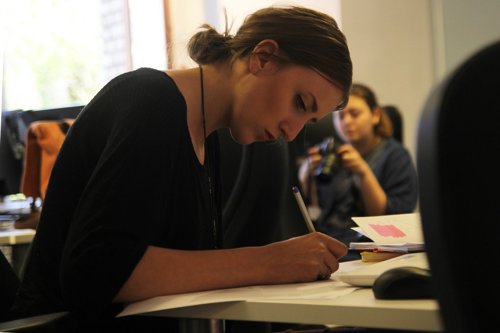 A woman studying