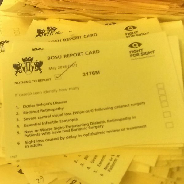 A pile of BOSU reporting cards